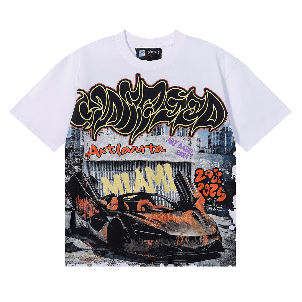 Godspeed T-shirts Atlanta Supercar Printed Cotton Casual Short Sleeve Men and Women