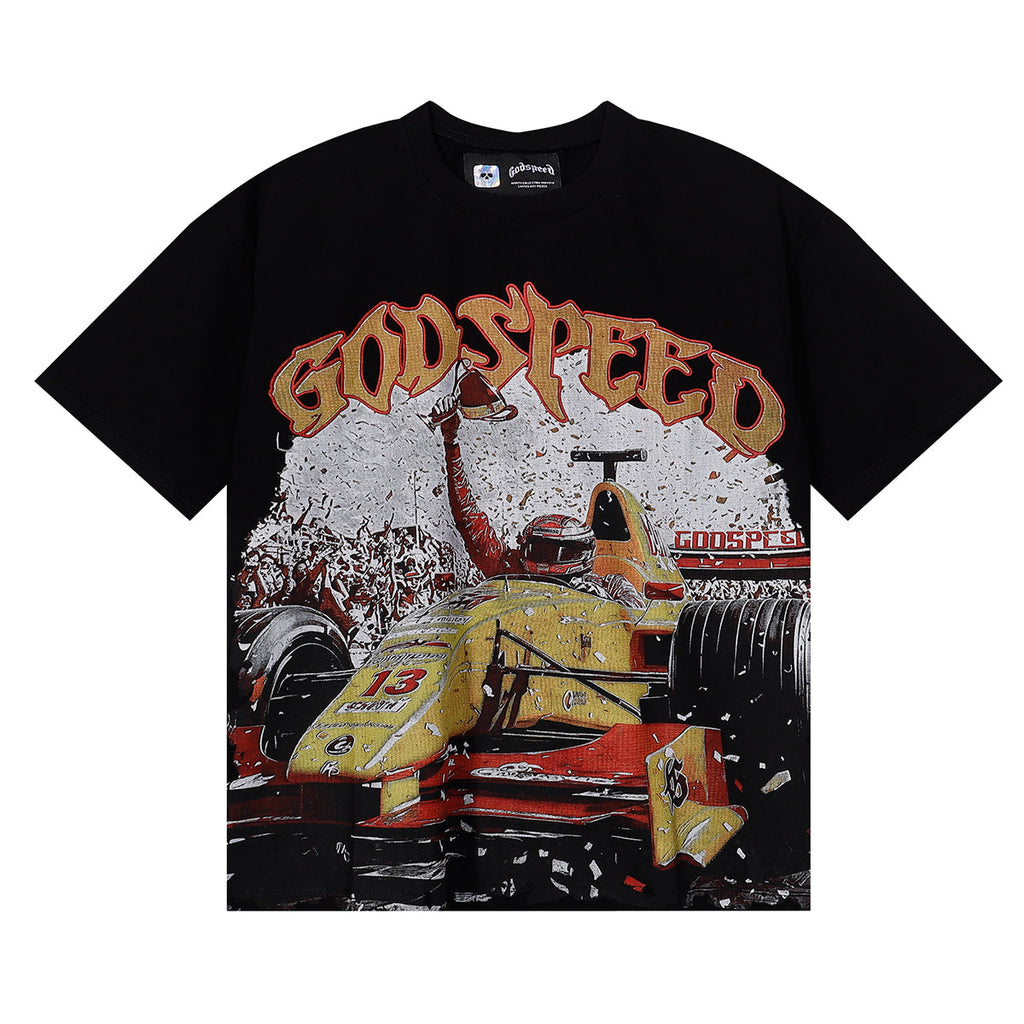 Godspeed T-shirts Racing Wins Scene Printed Cotton Casual Short Sleeves Men and Women