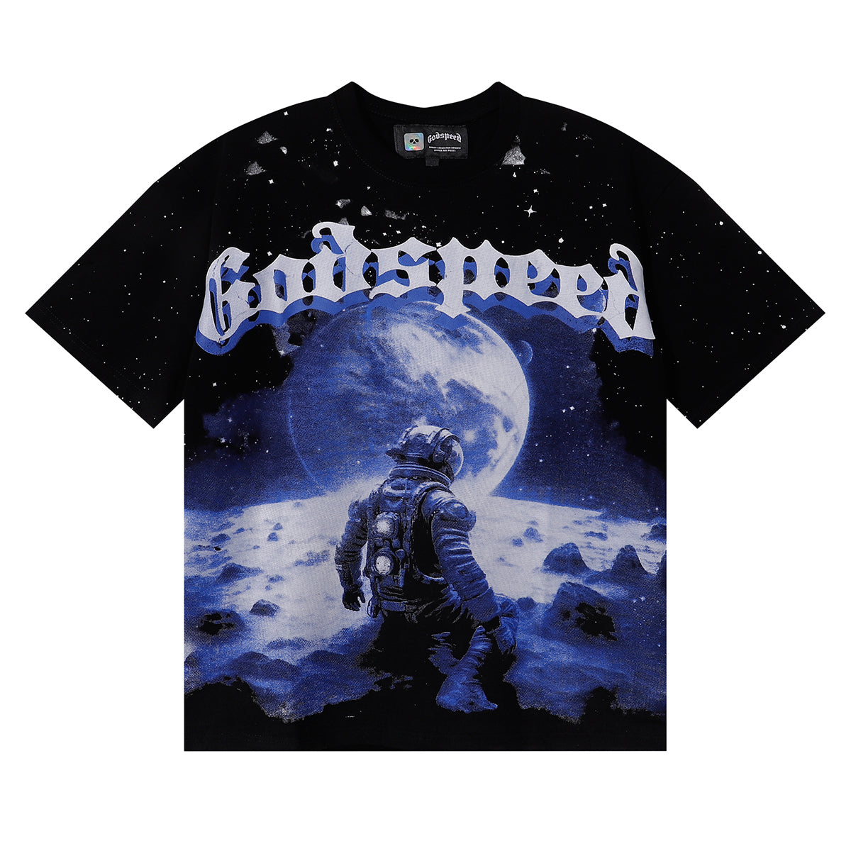 Godspeed T-shirts Space Astronaut Earth Print Cotton Short Sleeve Men and Women
