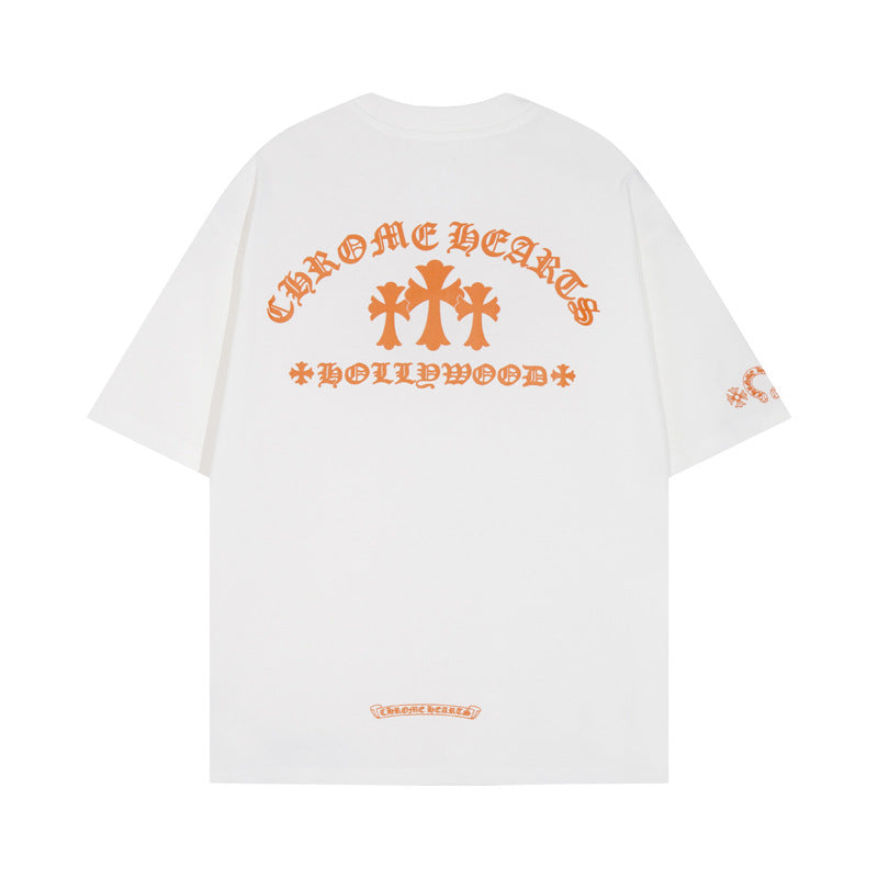 CHH Chrome Heart T Shirts CROW Summer Short Sleeve Embroidery Crew Neck Loose