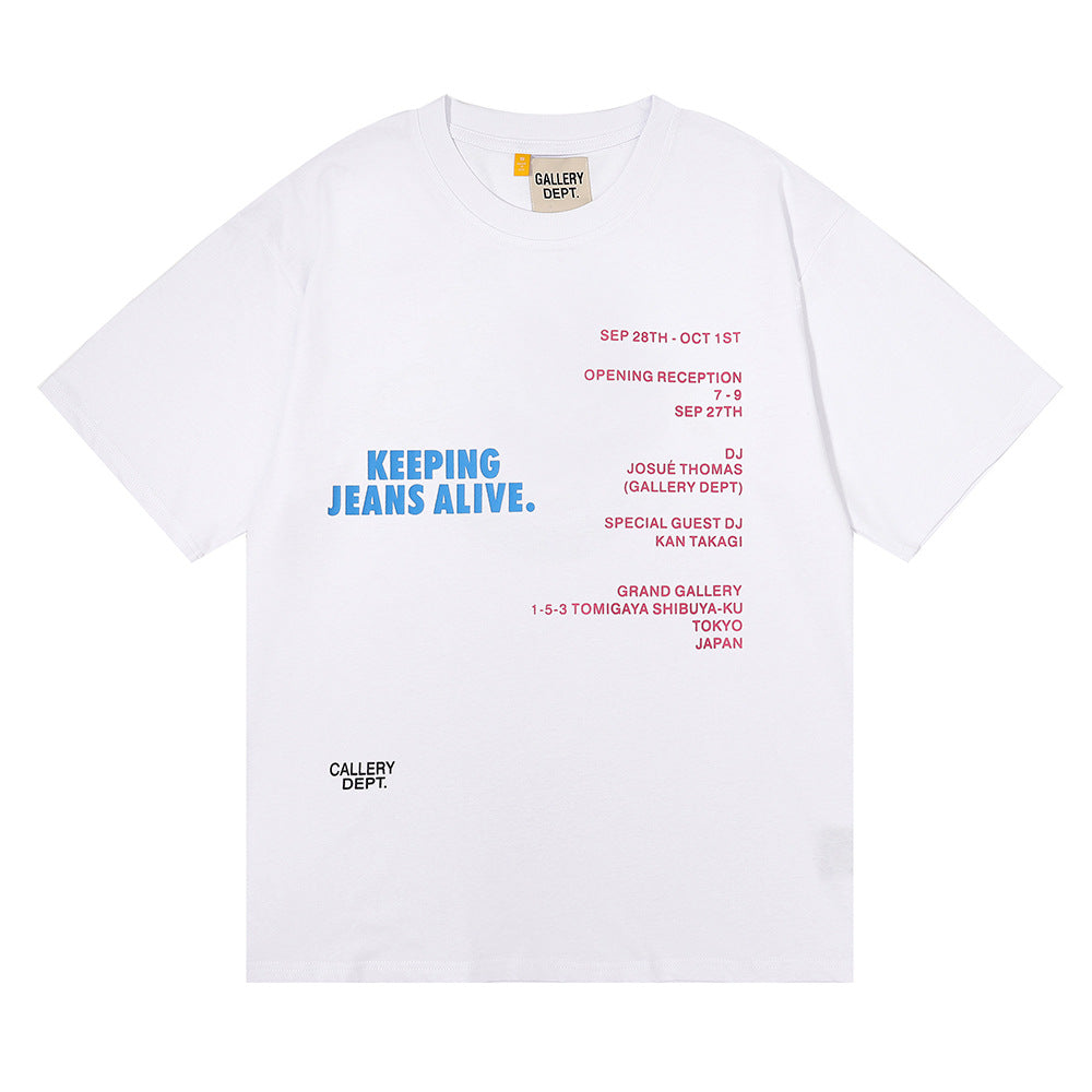 Gallery Dept T Shirts Letter Printed Double Yarn Cotton Short Sleeve Te