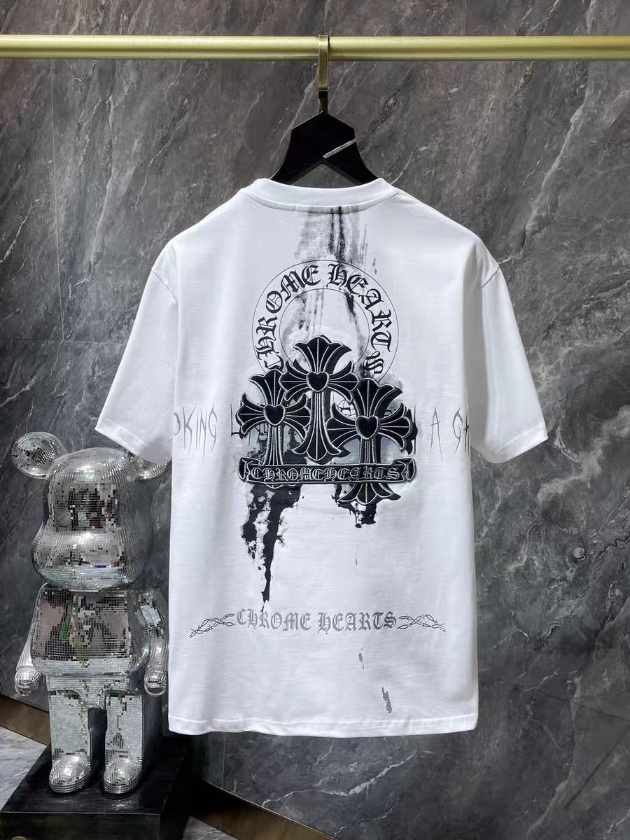 CHH Chrome Heart T Shirts Sanskrit Half Sleeve Crew Neck Short Sleeve Casual