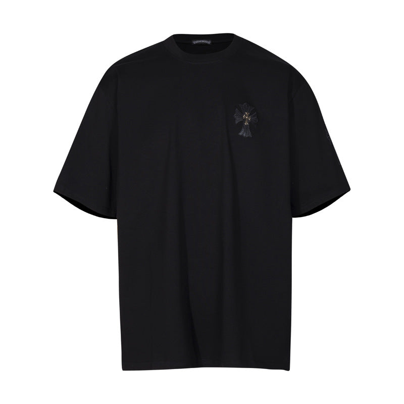 CHH Chrome Heart T Shirts Croix Cross Color Embroidery Printed Short Sleeve T-Shirt Loose