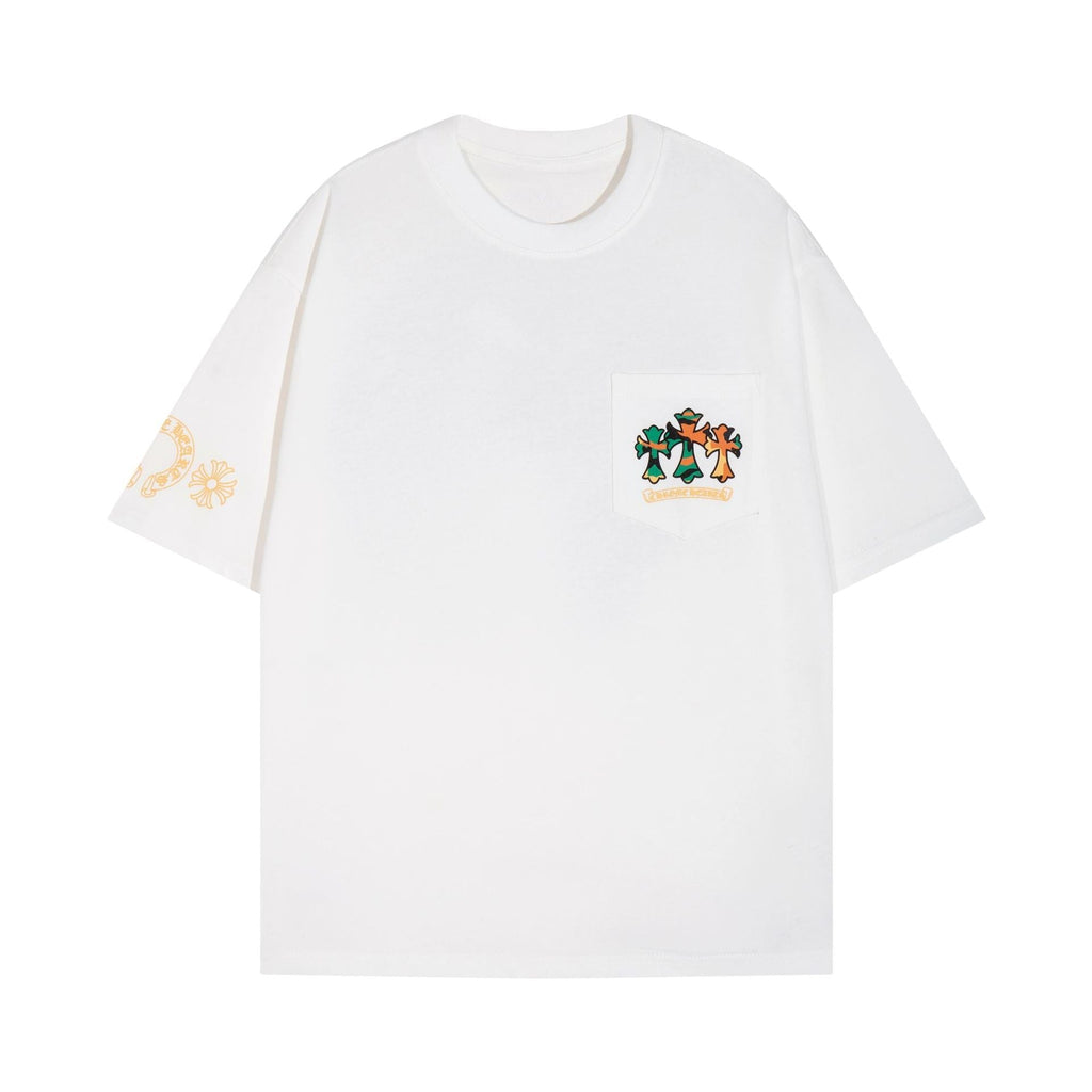 CHH Chrome Heart T Shirts Cross Color Printed Short Sleeve T-Shirt Loose