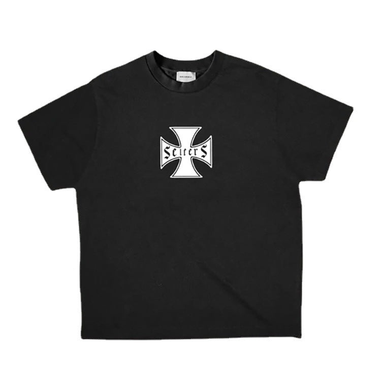 Askyurself T-shirts Casual Loose Men's and Women's Short-Sleeved T-shirt Black