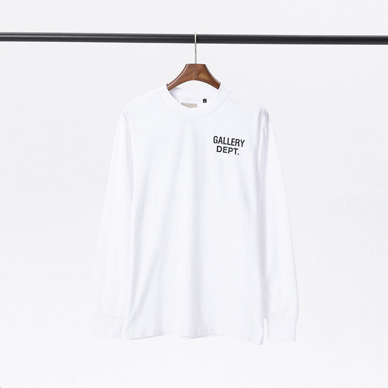 Gallery Dept T-shitrs Vintage Letter Print round Neck Long Sleeve T-shirt