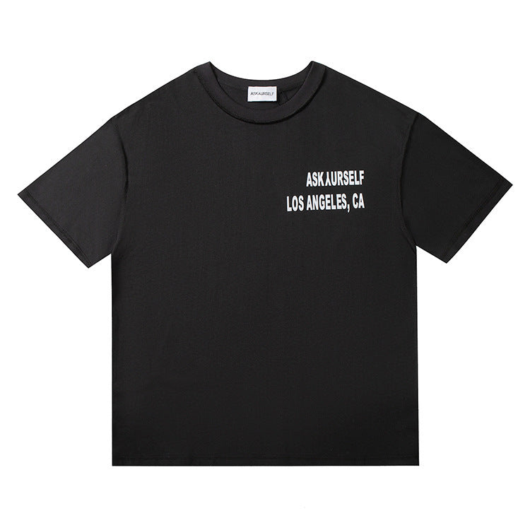 Askyurself T-shirts Casual Loose Distressed Short Sleeve
