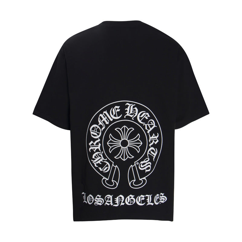 CHH Chrome Heart T Shirts Summer Horseshoe Cross Print Short Sleeve T-Shirt