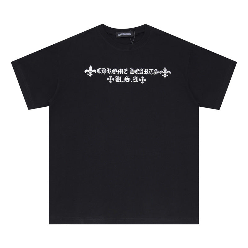CHH Chrome Heart T Shirts Croix Sanskrit Cross Horseshoe Old T-Shirt