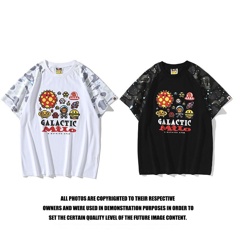 Bathing Ape T-Shirt Summer Luminous Starry Sky Cartoon Printed Short Sleeve T-shirt