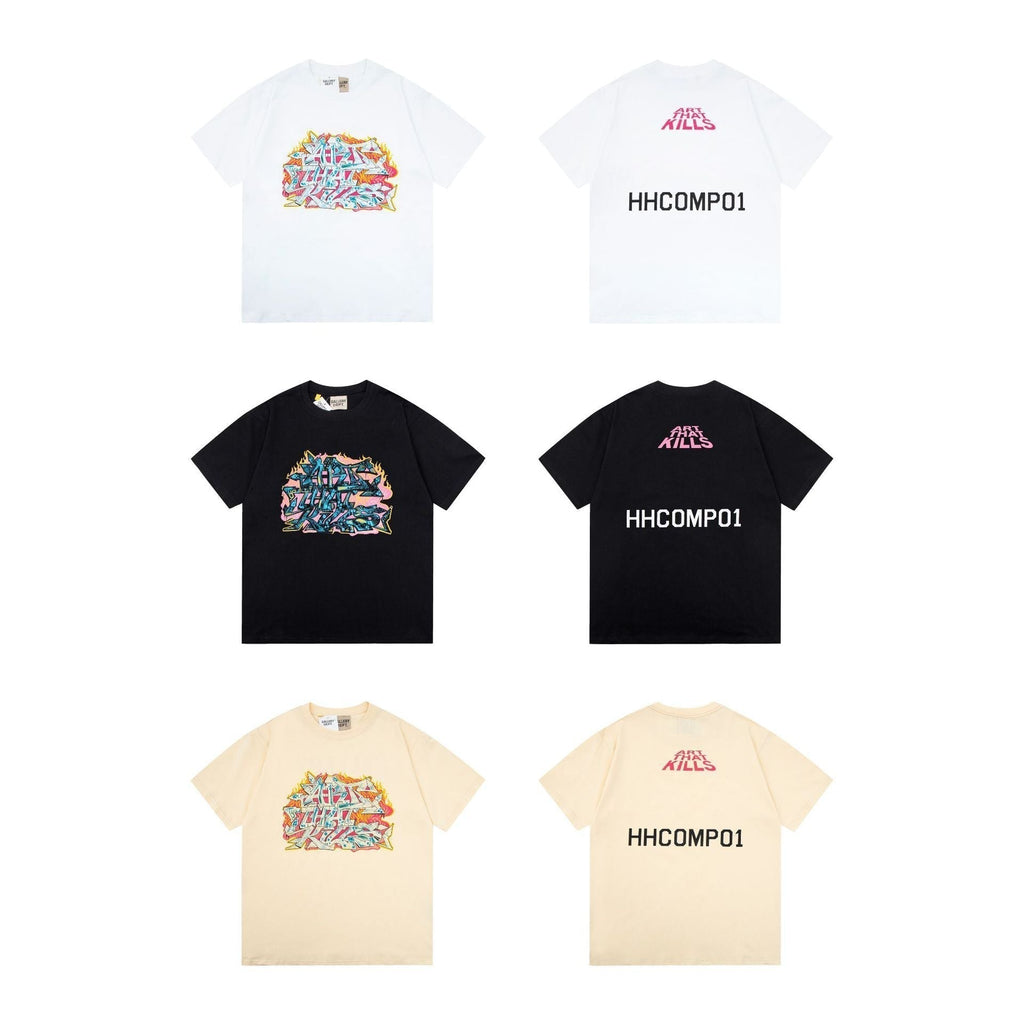 Gallery Dept T-Shirt Ink-splashing Tie-dye Alphabet Short Sleeve T-Shirt
