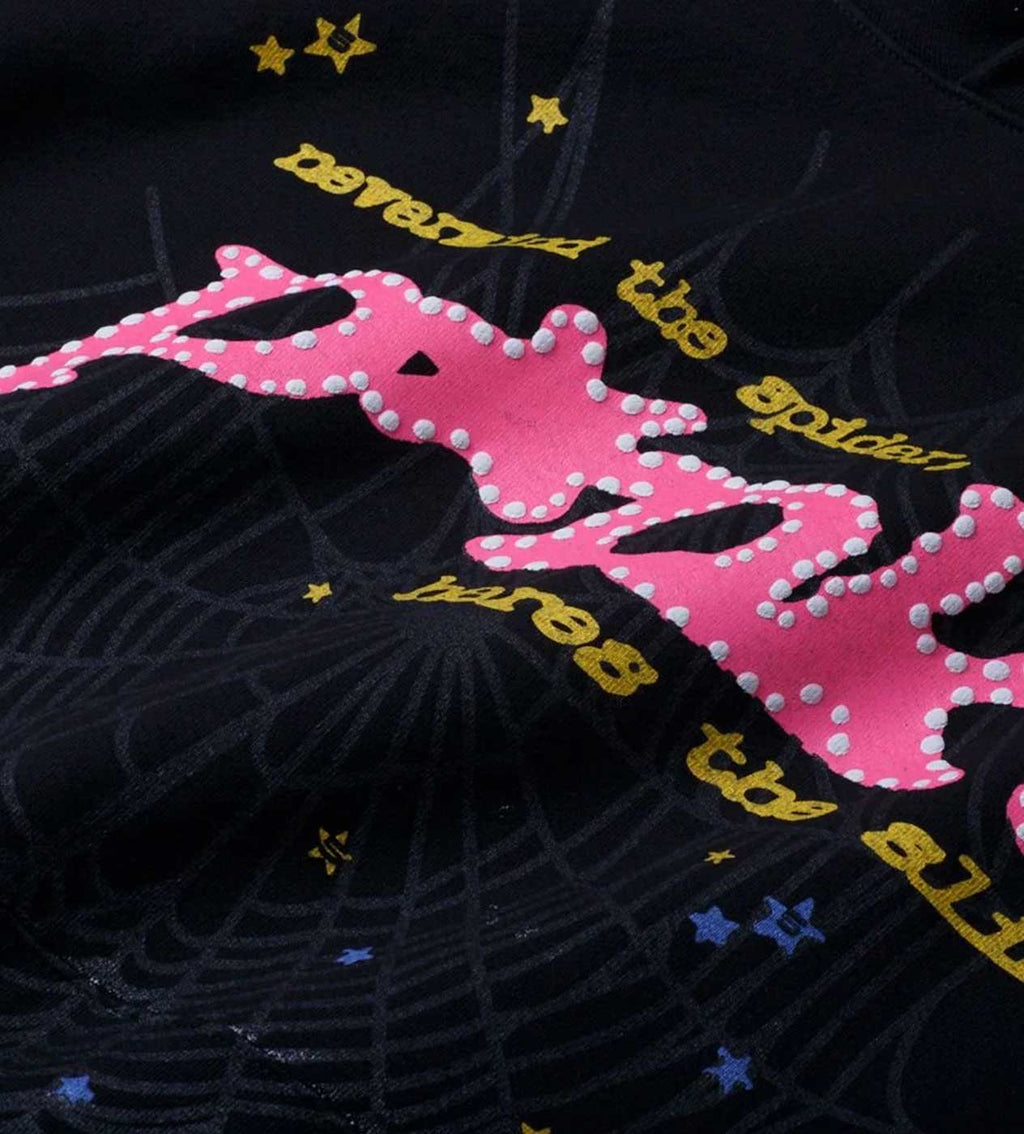 Sp5der P*nk Hoodie Black